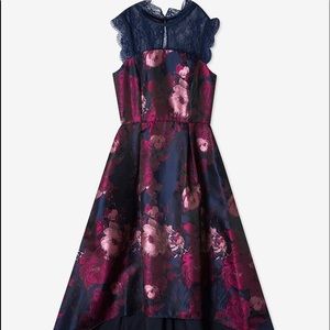 Floral Jacquard Dress, dress with high-low hem